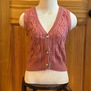 Jessica Simpson Dusty Rose V-Neck Sweater Vest